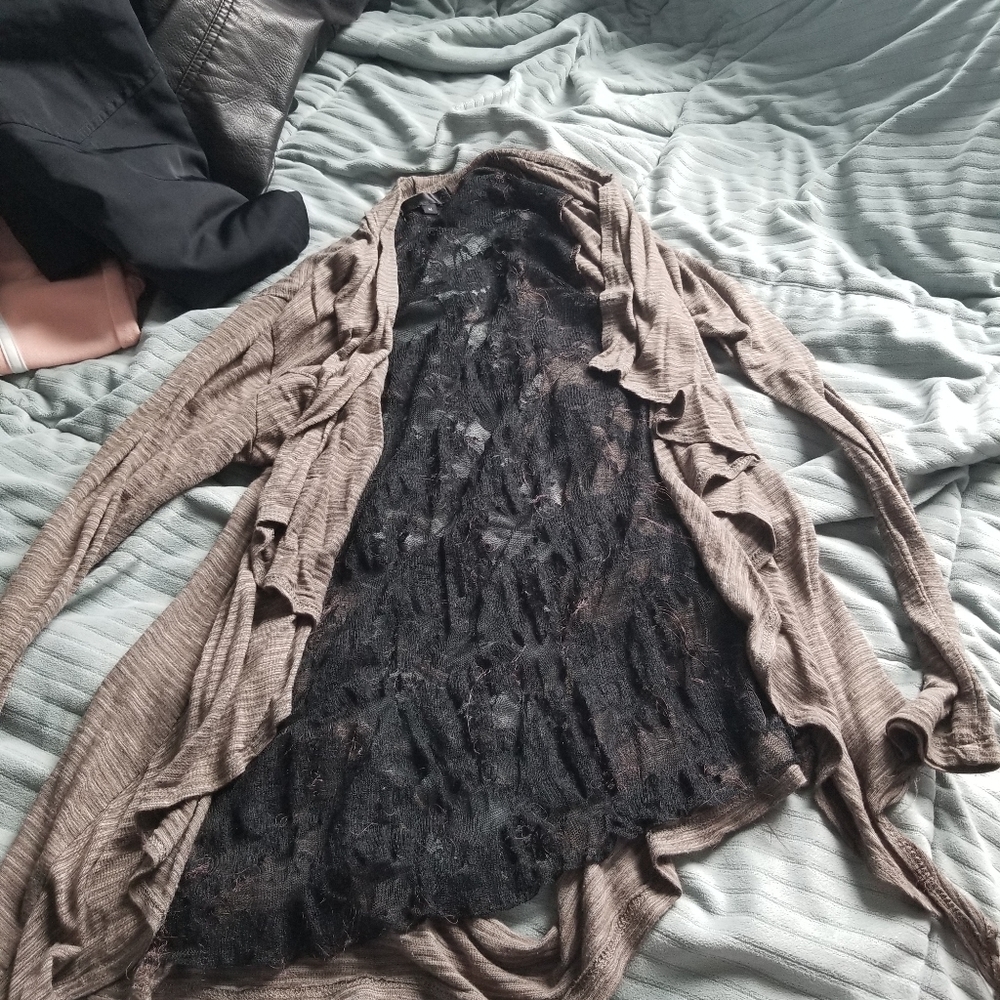 Brown and black mesh light sweater size m
